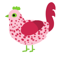 Strawberry, a rose and crimson chicken with a speckle pattern