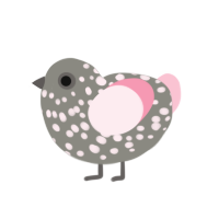 Gigi, a ash and rose chicken with a speckle pattern