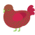 A russet and crimson chicken with a lace pattern
