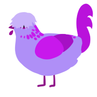 Freckles, a lilac and amethyst chicken with a neck-speckle pattern