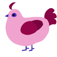 Grapefruit, a pink and maroon chicken