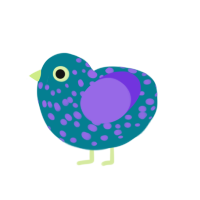 (unnamed), a sea and blurple chicken with a speckle pattern