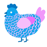 Candy, a sky and lavender chicken with a lace pattern