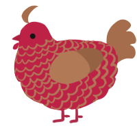 Firebush, a crimson and brown chicken with a lace pattern