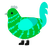 Strange Slime, a viridian and turquoise chicken with a bar pattern