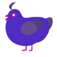 Fuudles, a indigo and overcast chicken