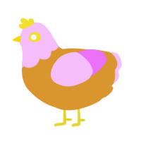 Five Pebbles, a orange and lavender chicken with a head pattern