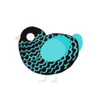 Galaxy, a black and aqua chicken with a lace pattern