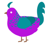 (unnamed), a amethyst and teal chicken with a half-lace pattern