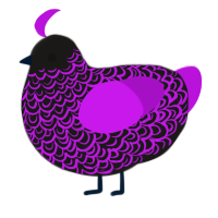 Wine Ocean, a sable and amethyst chicken with a double-lace pattern