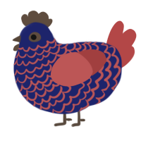 (unnamed), a navy and red chicken with a lace pattern