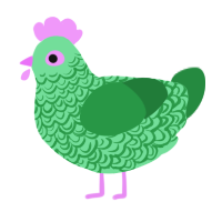 prince, a mint and viridian chicken with a double-lace pattern