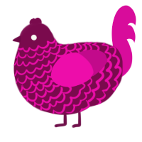 Fast Car, a wine and fuchsia chicken with a lace pattern