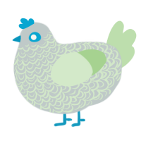 CUCUMBER, a silver and gluppy chicken with a double-lace pattern