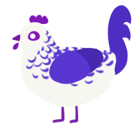 grimace shake, a white and indigo chicken with a half-lace pattern