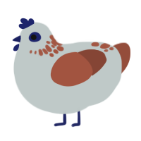 Major, a silver and russet chicken with a neck-speckle pattern