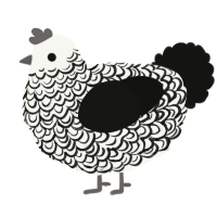 Calligraphy, a white and black chicken with a double-lace pattern