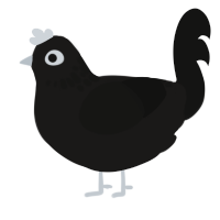 digital winter, a sable and black chicken with a neck-speckle pattern