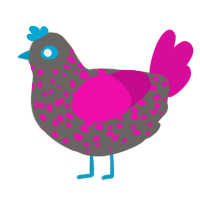 (unnamed), a grey and fuchsia chicken with a speckle pattern