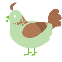 Mint Choc Cookie, a gluppy and brown chicken with a neck-speckle pattern