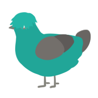 youth miscreant, a turquoise and grey chicken