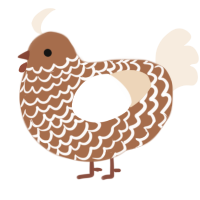 Latte, a brown and cream chicken with a lace pattern