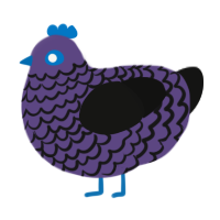 Wednesday the Hen, a overcast and black chicken with a lace pattern