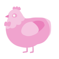 Pinkette, a pink chicken with a head pattern