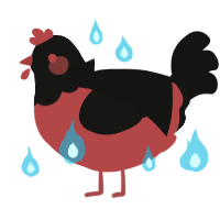 Ryōshū, a red and black chicken with a head pattern