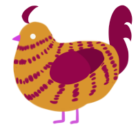 Why are you grilled, a orange and maroon chicken with a bar pattern