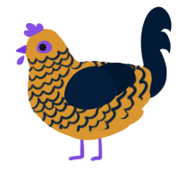 Angel Island, a orange and tumblr chicken with a lace pattern