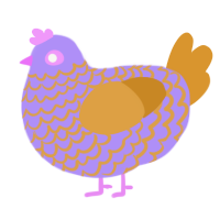 Cow Online World, a lilac and orange chicken with a lace pattern