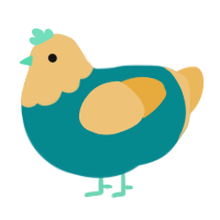 Blue Lagoon, a teal and honey chicken with a head pattern