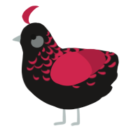 reeree, a sable and crimson chicken with a half-lace pattern