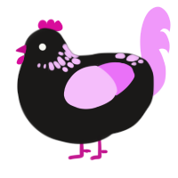 (unnamed), a sable and lavender chicken with a neck-speckle pattern