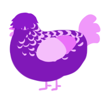 Lavender, a violet and lavender chicken with a half-lace pattern