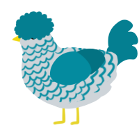 Merly, a mist and sea chicken with a lace pattern