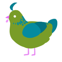 tbn, a chartreuse and sea chicken with a neck-speckle pattern