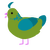 A chartreuse and sea chicken with a neck-speckle pattern