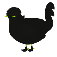 A Dish Best Served-, a black chicken with a lace pattern