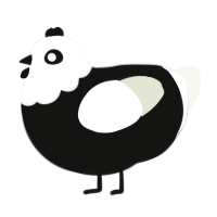 Panda1, a black and white chicken with a head pattern