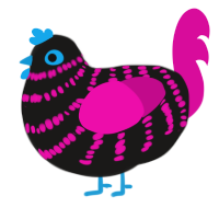 (unnamed), a sable and fuchsia chicken with a bar pattern