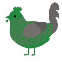 Viridian, a viridian and grey chicken with a lace pattern