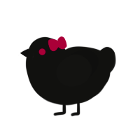 CATGIRL SWITCHBLADE, a black chicken