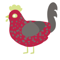 (unnamed), a crimson and grey chicken with a speckle pattern