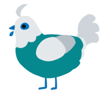 (unnamed), a teal and mist chicken with a head pattern