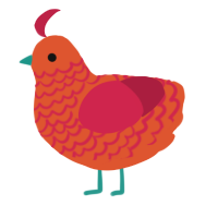 (unnamed), a vermilion and crimson chicken with a lace pattern