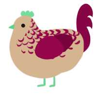 Senrie, a beige and maroon chicken with a half-lace pattern