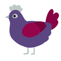 Plum, a overcast and maroon chicken