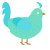 mira, a mint and aqua chicken with a speckle pattern